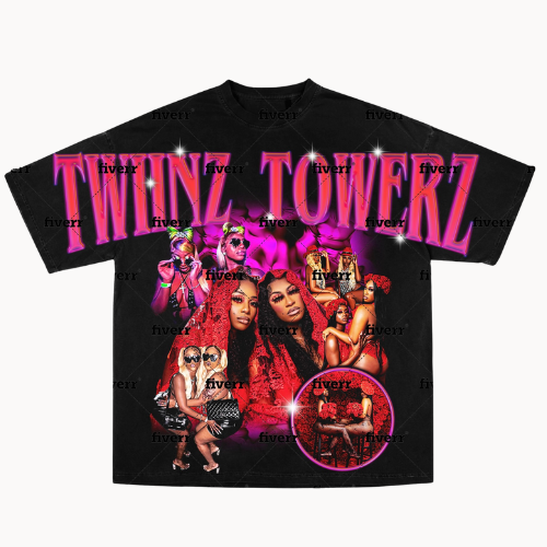 Twiinz Towerz Black Graphic T-Shirt